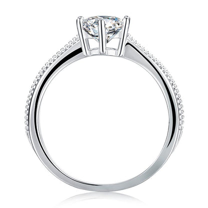 925 Sterling Silver Classic Round Cut CZ Commitment Solitaire Rings