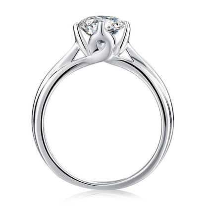 925 Sterling Silver Classic Round Cut CZ Lotus Solitaire Rings