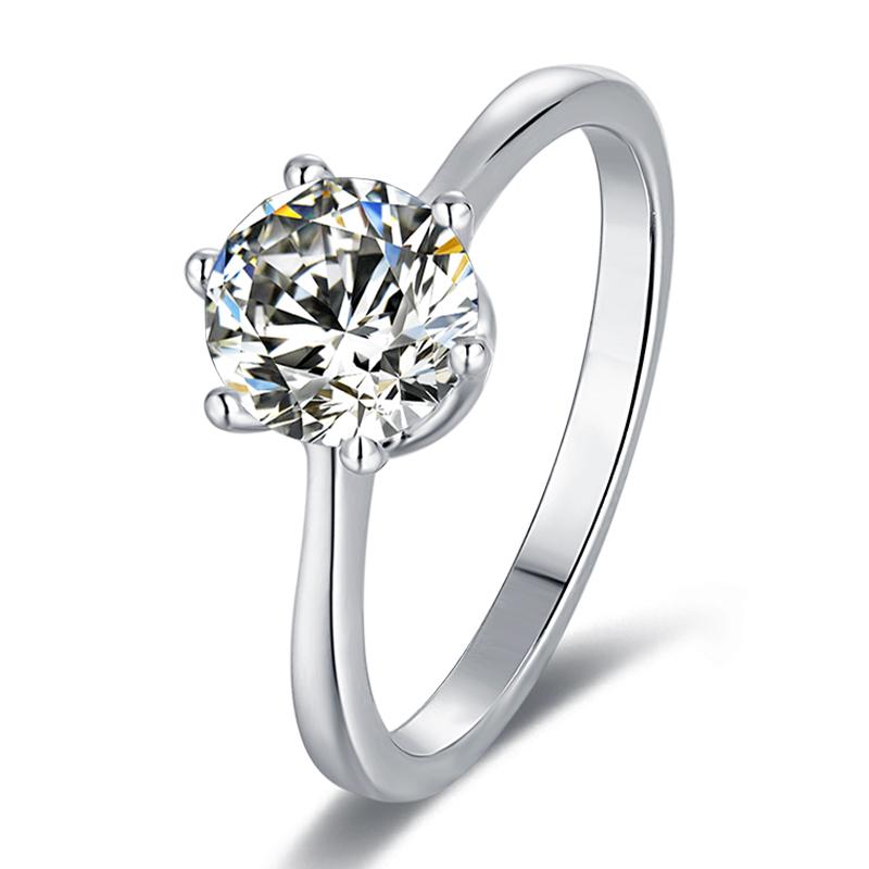 925 Sterling Silver Classic Round Cut CZ Six Prong Solitaire Rings