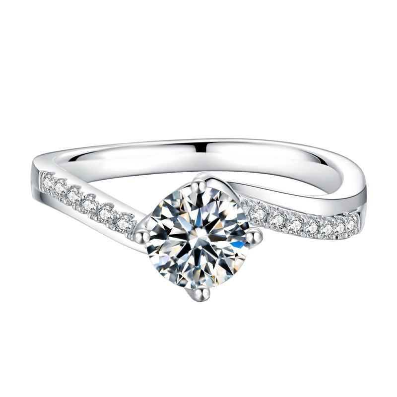 925 Sterling Silver Classic Round Cut CZ Pave Twisted Ring