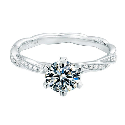 925 Sterling Silver Classic Round Cut Pave Silver CZ Ring