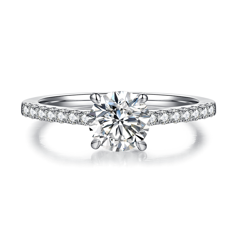 925 Sterling  Silver Round Cut Solitaire Pave Style Wedding Ring for Her 1