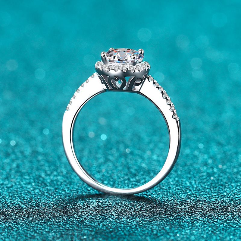 925 Sterling Silver Round Cut CZ White Halo Ring