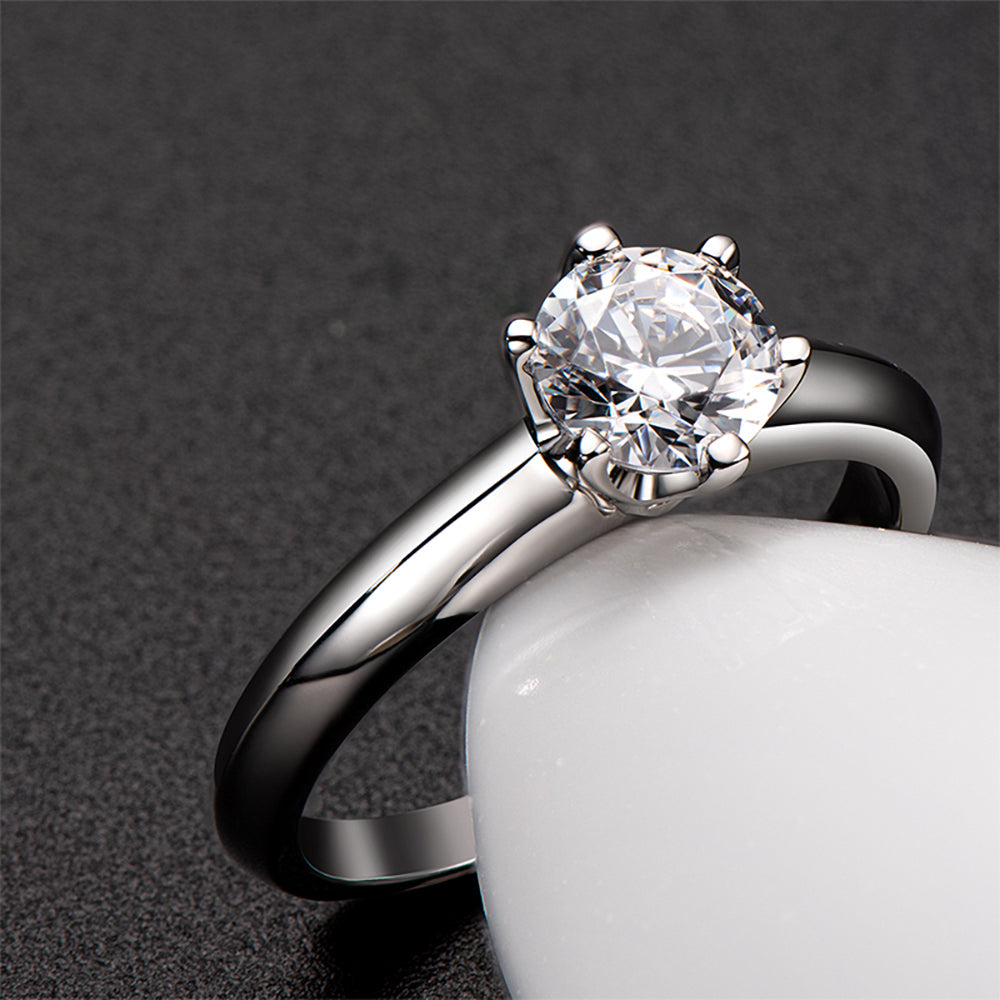 925 Sterling Silver Classic Round Brilliant Cut CZ Solitaire Ring