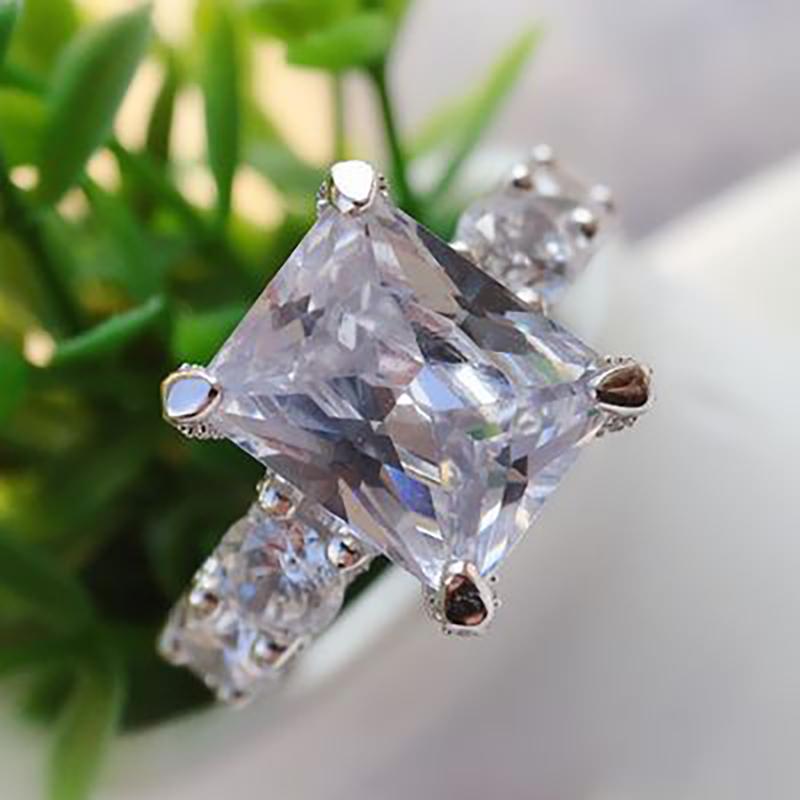 925 Sterling Silver Radiant Cut CZ Ring