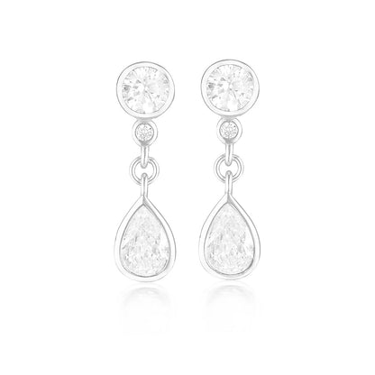 925 Sterling Silver Natalia Pear Cut Cubic Zirconia Earrings 1