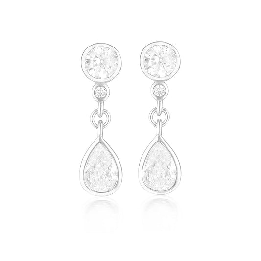 925 Sterling Silver Natalia Pear Cut Cubic Zirconia Earrings 1