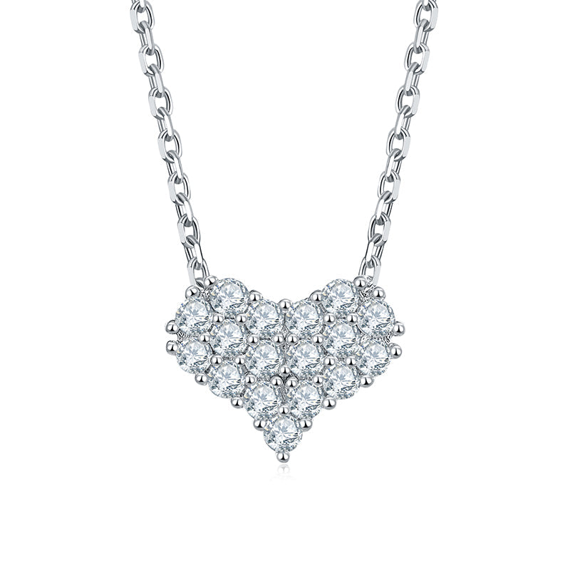 925 Sterling Silver CZ Heart Necklace