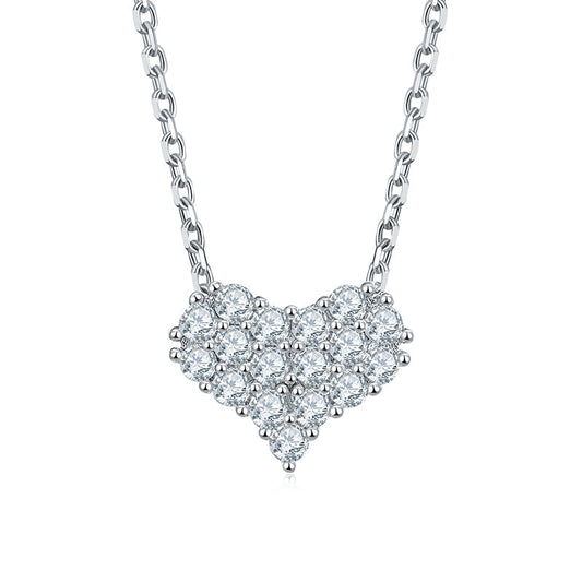 925 Sterling Silver CZ Heart Necklace