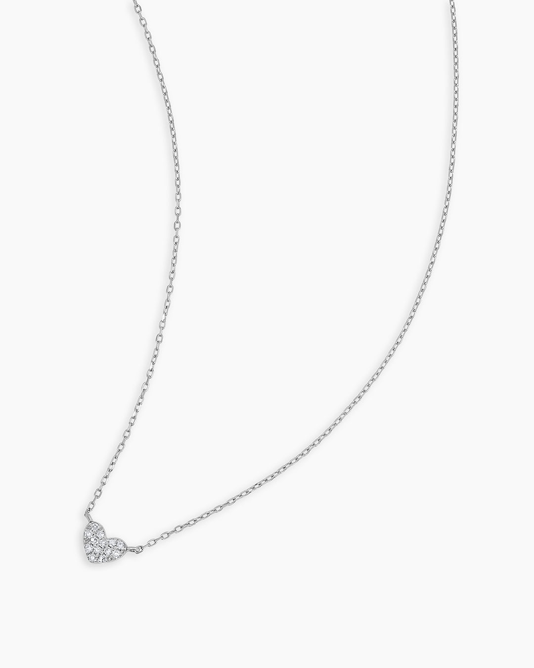 925 Sterling Silver Diamond Pavé Heart Charm Necklace 7