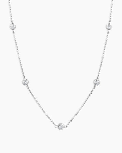 925 Sterling Silver Classic Five Diamond Necklace 5