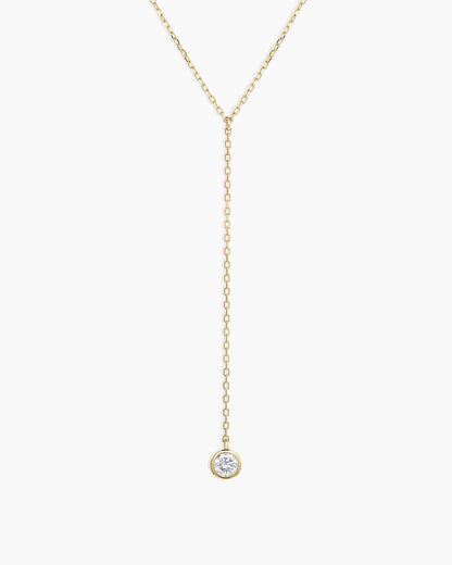 925 Sterling Silver Classic Diamond Lariat Necklace 1