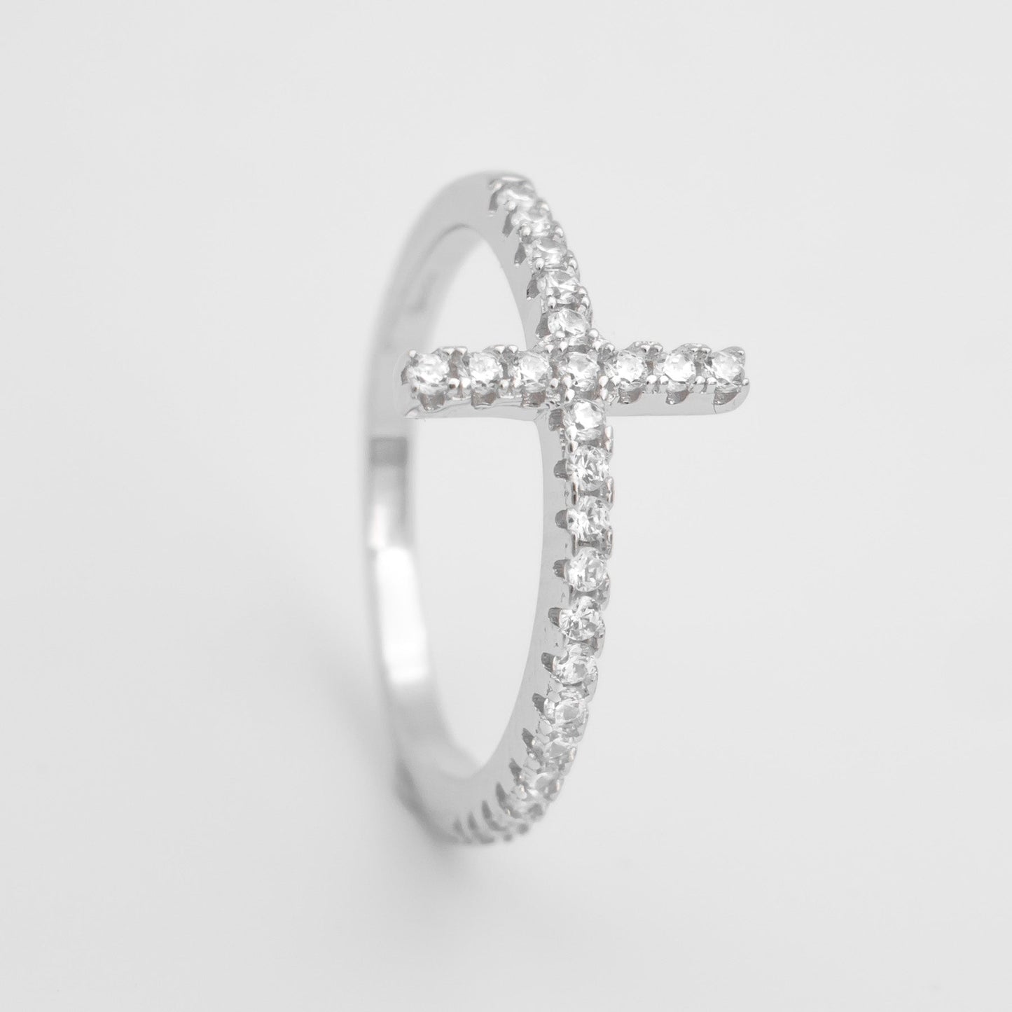 925 Sterling Silver Horizontal Cross Ring 1