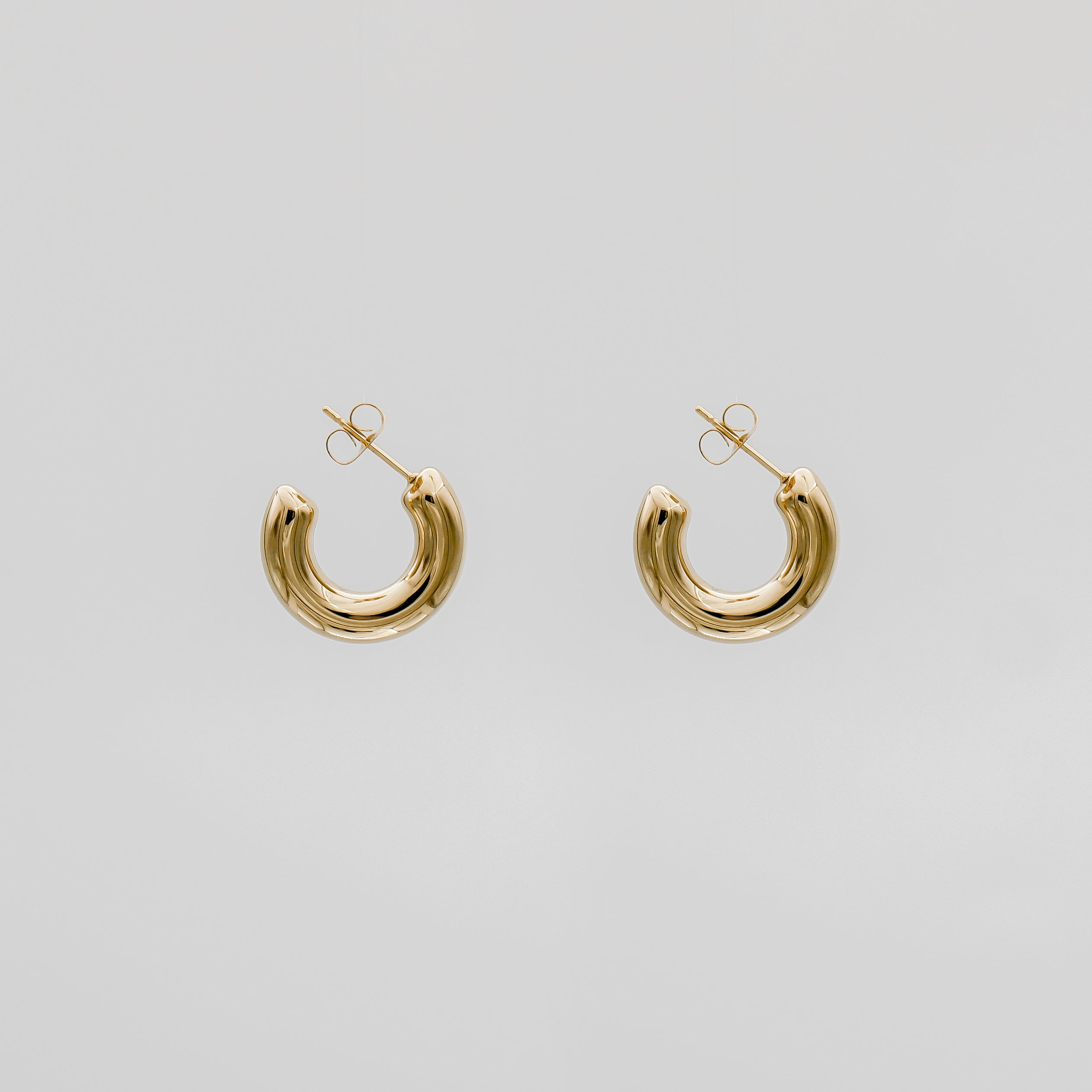 925 Sterling Silver Gold Mini Chunky Hoops 1