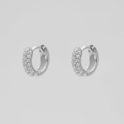 925 Sterling Silver Lori CZ Huggie Earrings 4