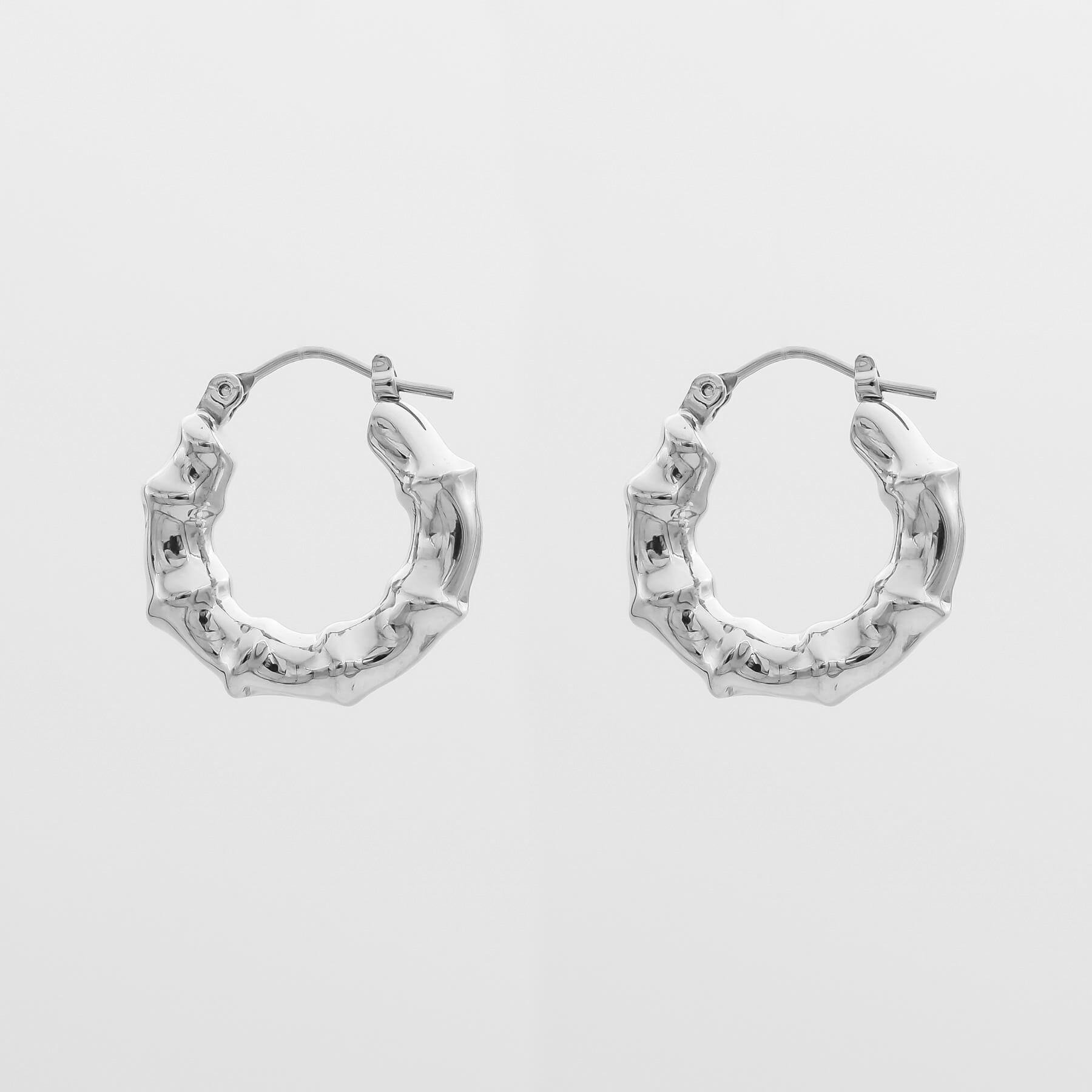 925 Sterling Silver Bamboo Mini Hoops 4