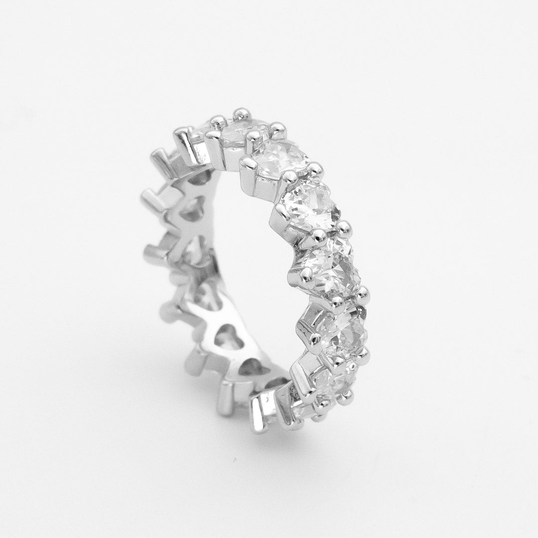 925 Sterling Silver Love Heart CZ Ring 1