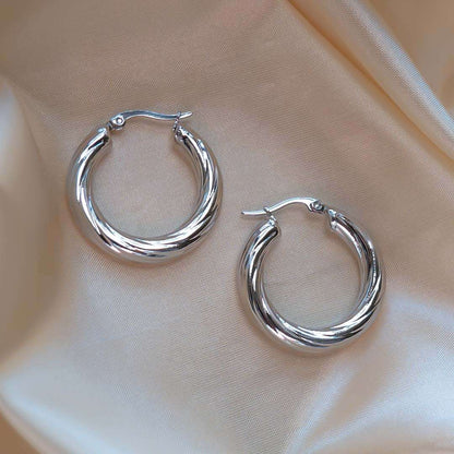 925 Sterling Silver Sara Thick Hoops 4