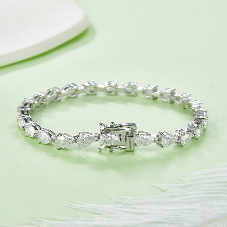 925 Sterling Silver Pear shaped  tennis ball bracelet 3