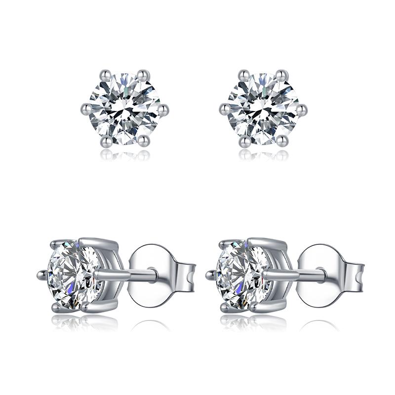 925 Sterling Silver Brilliant Round Cut CZ Stud Earrings Necklace Sets