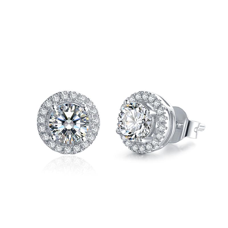 925 Sterling Silver Brilliant Round Cut CZ Diamond Stud Earrings Necklace Sets