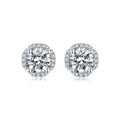 925 Sterling Silver Brilliant Round Cut CZ Diamond Stud Earrings Necklace Sets