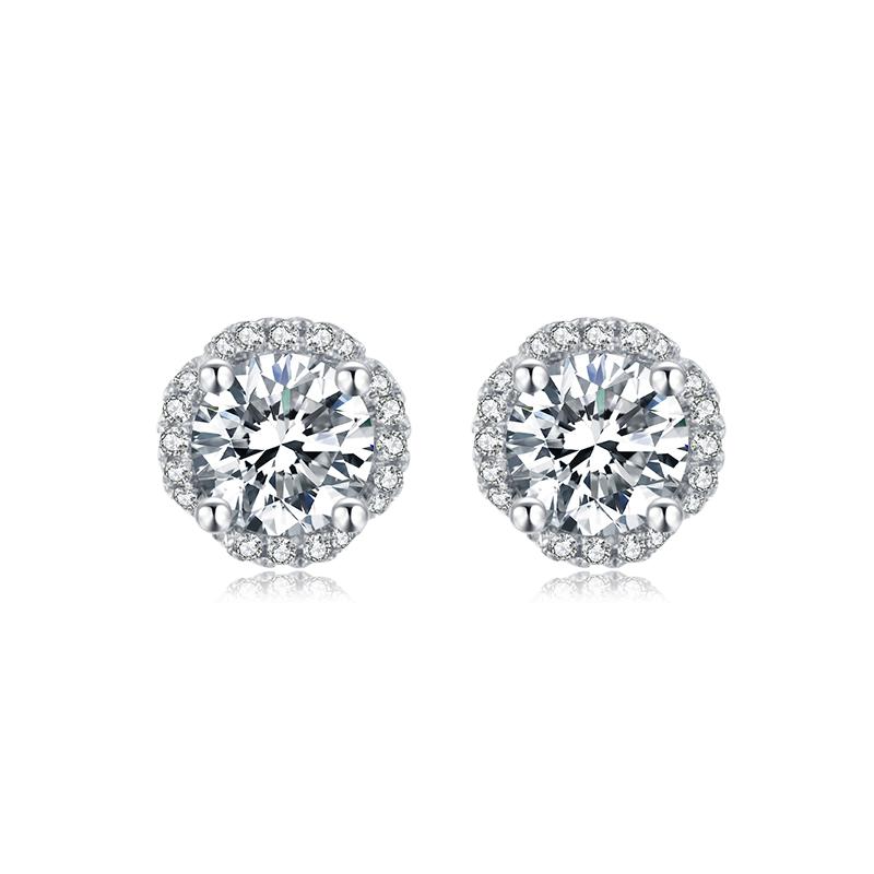 925 Sterling Silver Brilliant Round Cut CZ Diamond Stud Earrings Necklace Sets