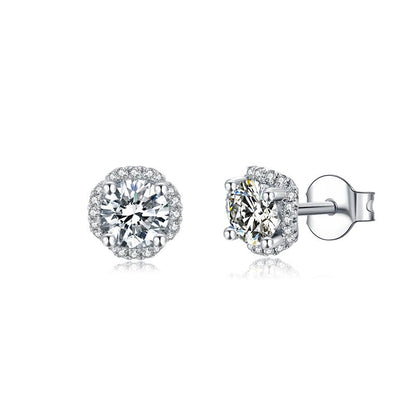 925 Sterling Silver Brilliant Round Cut CZ Diamond Stud Earrings Necklace Sets