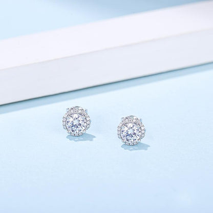 925 Sterling Silver Brilliant Round Cut CZ Diamond Stud Earrings Necklace Sets