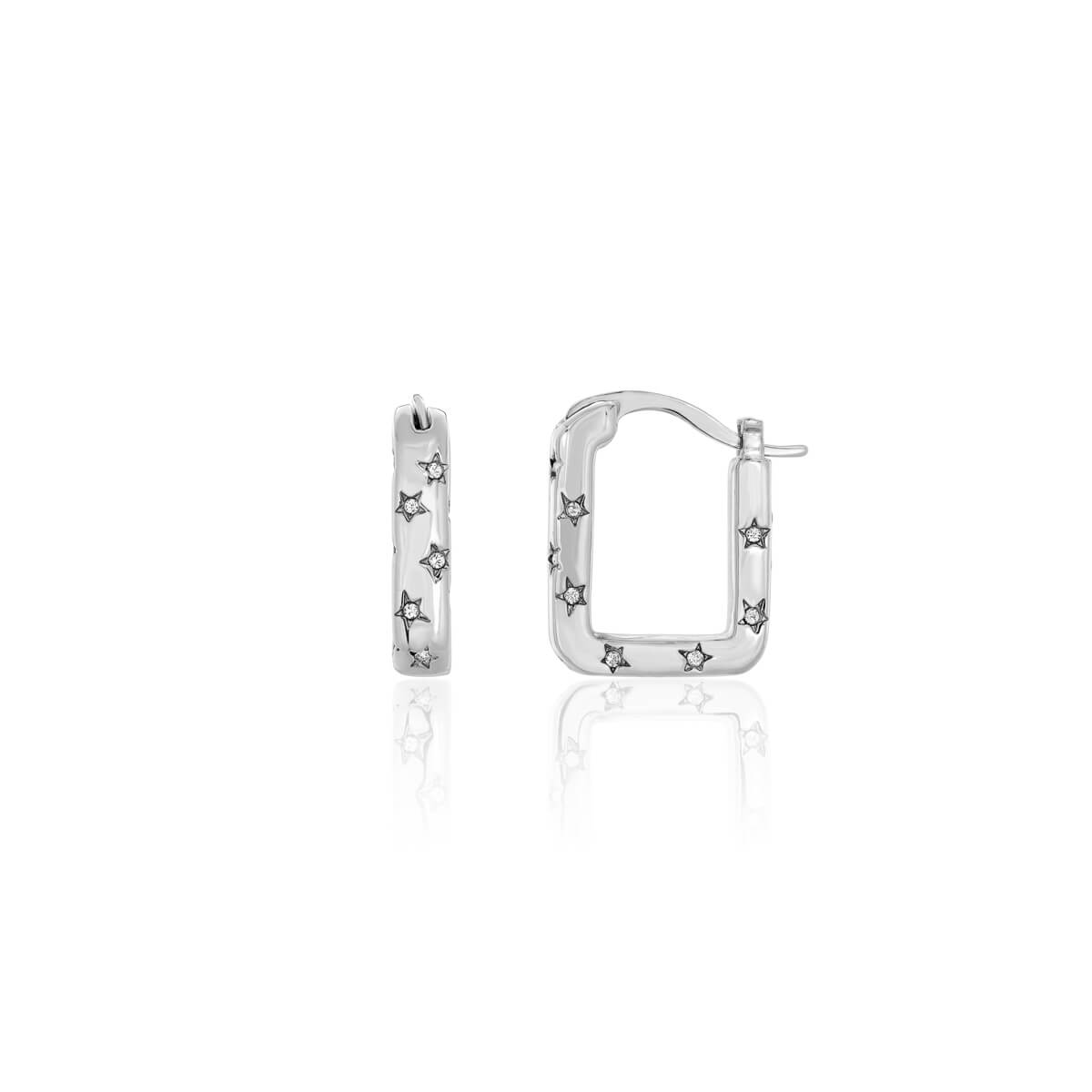 Sterling Silver Starburst Square Hoops: Radiant Elegance 1