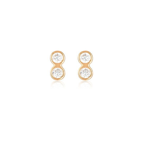 925 Sterling Silver Sass  Round cut Cubic Zirconia Earrings 1