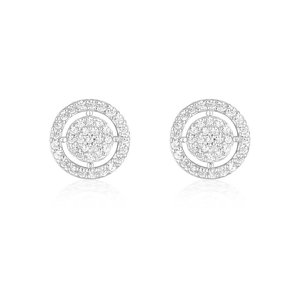 925 Sterling Silver Olivia Round Cut Cubic Zirconia MIni Earrings 1