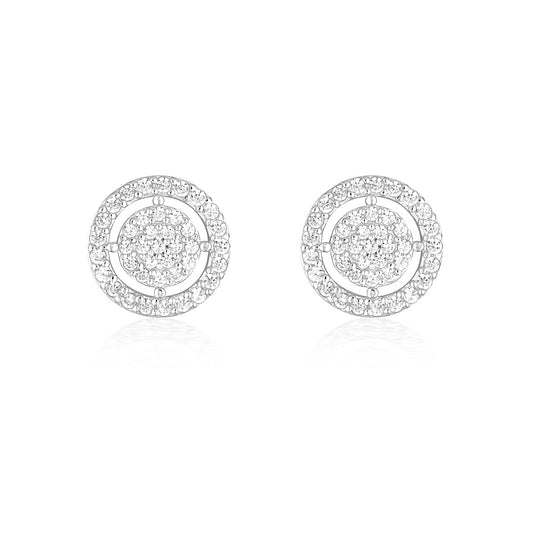 925 Sterling Silver Olivia Round Cut Cubic Zirconia MIni Earrings 1