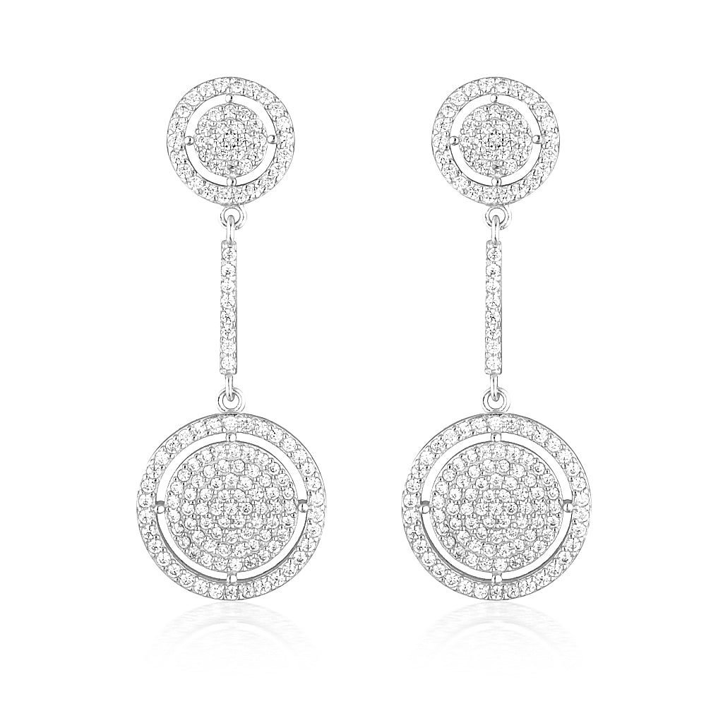 925 Sterling Silver Olivia Round Cut Cubic Zirconia Drop Earrings 1