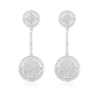 925 Sterling Silver Olivia Round Cut Cubic Zirconia Drop Earrings 1