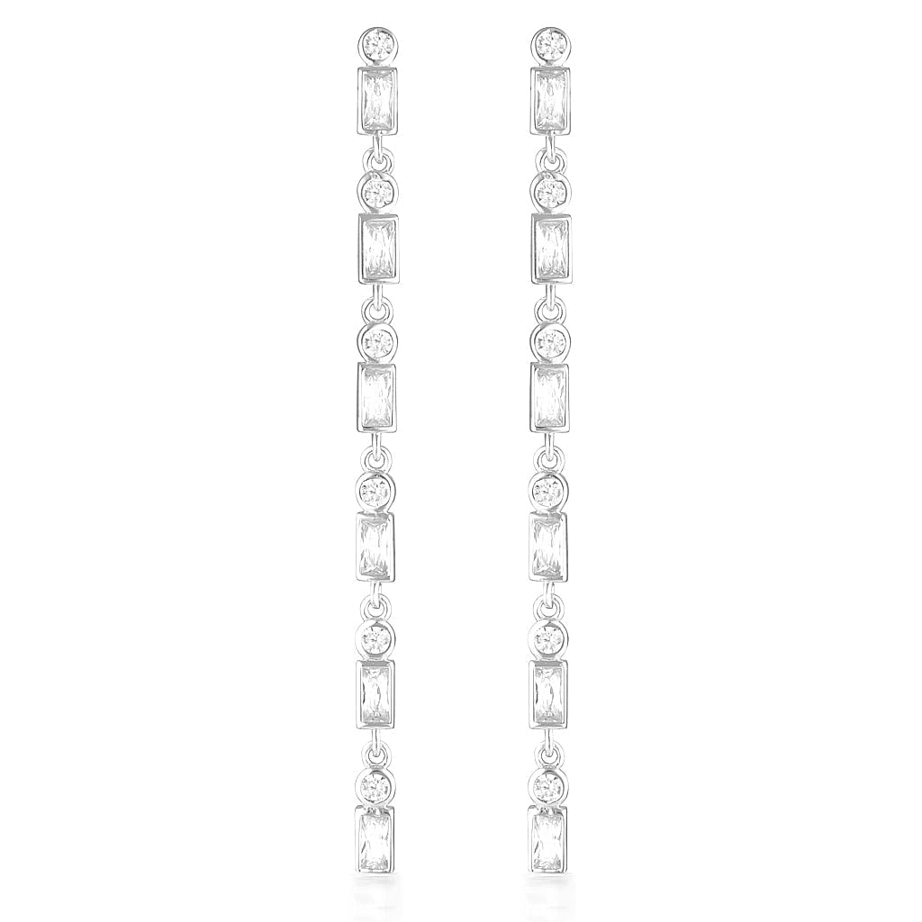 925 Sterling Silver CZ Addison Drop Earrings Silver 1