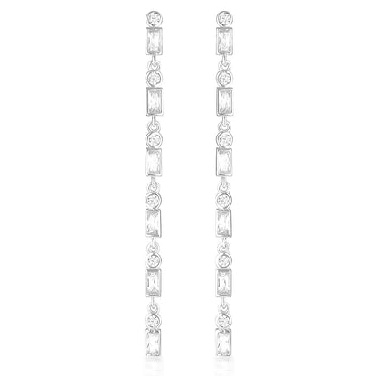 925 Sterling Silver CZ Addison Drop Earrings Silver 1