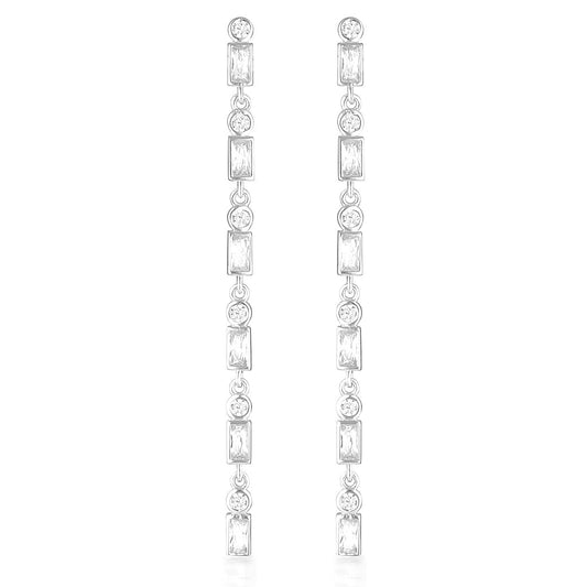 925 Sterling Silver CZ Addison Drop Earrings Silver 1