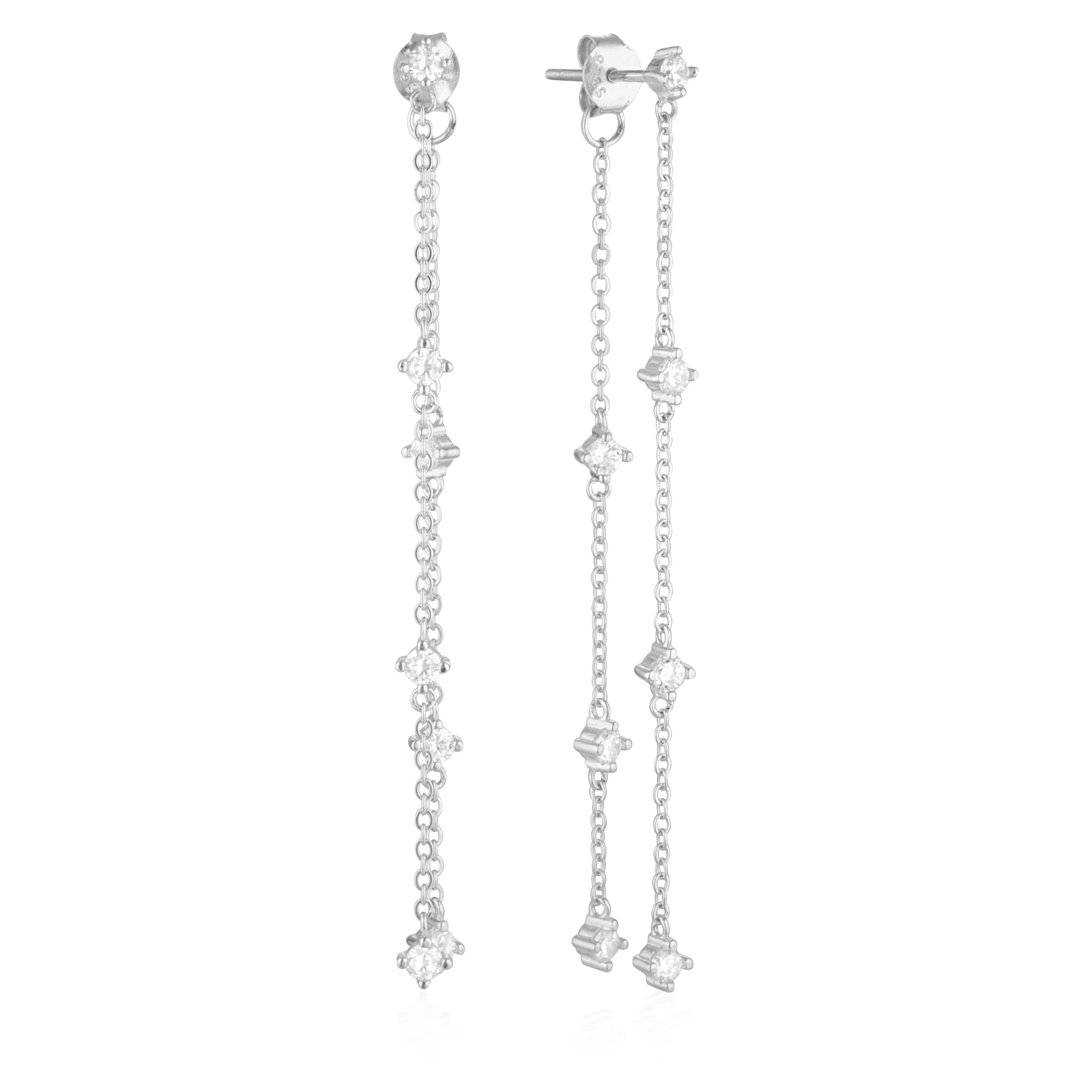 925 Sterling Silver Indira Drop Cubic Zirconia Earrings 1