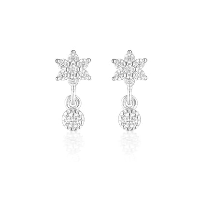 925 Sterling Silver Mira Round Cut Cubic Zirconia Earrings 1