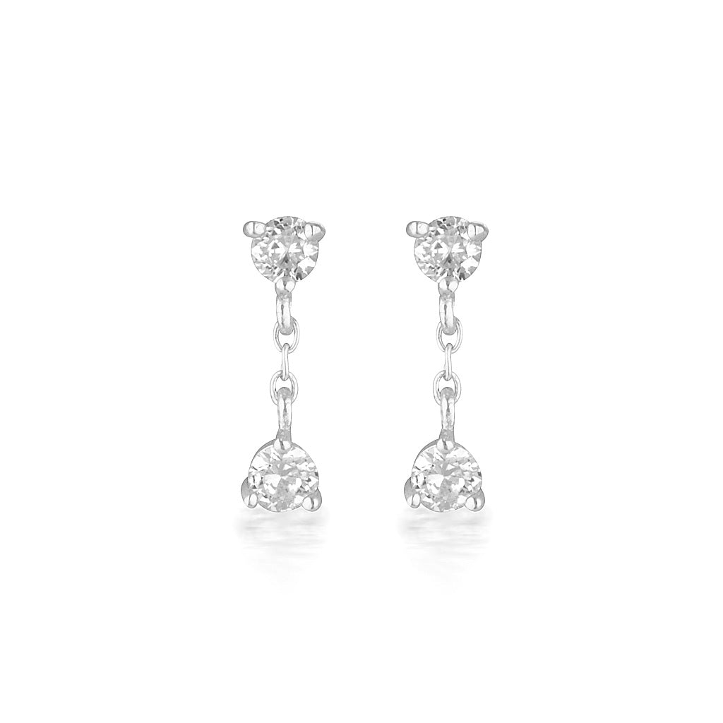 925 Sterling Silver Presley Round Cut Cubic Zirconia Earrings 1