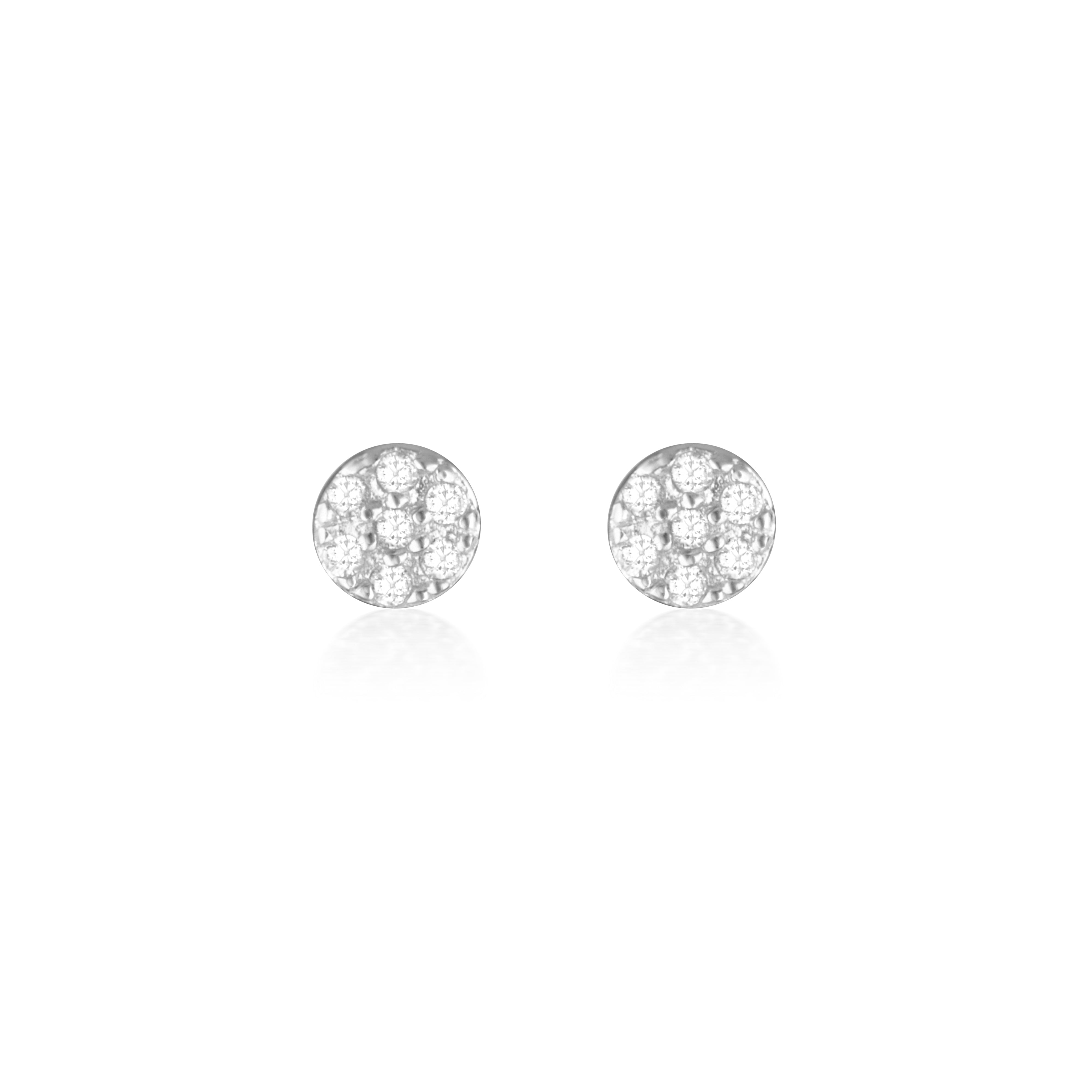 925 Sterling Silver Arna Round Cut Cubic Zirconia  Mini Studs 1