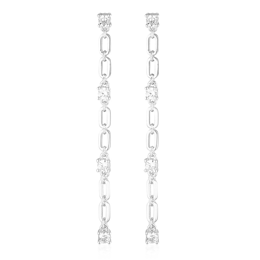 925 Sterling Silver Jacinta Round Cut Cubic Zirconia Drop Earrings 1