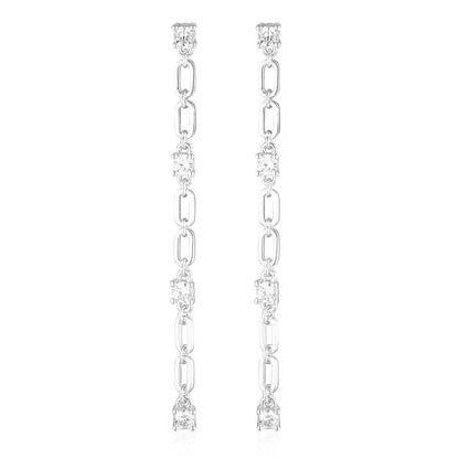 925 Sterling Silver Jacinta Round Cut Cubic Zirconia Drop Earrings 1