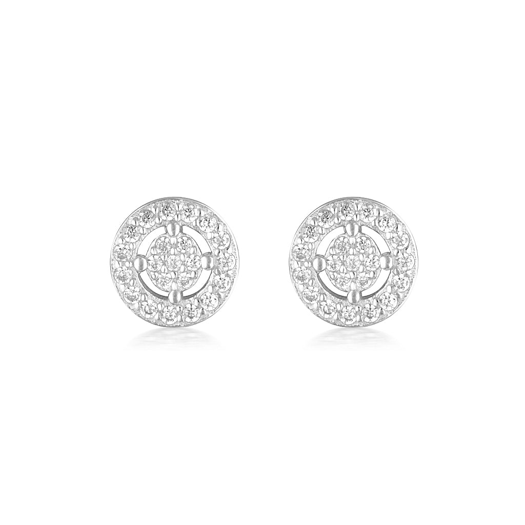 925 Sterling Silver Olivia Round Cut Cubic Zirconia MIni Earrings 1