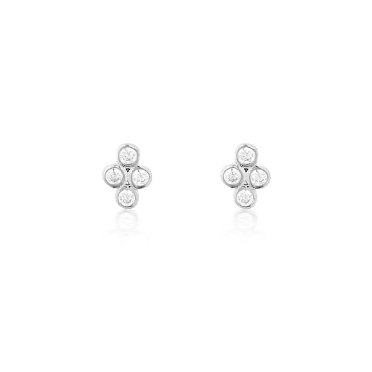 925 Sterling Silver Lily Round Cut Cubic Zirconia Earrings 1