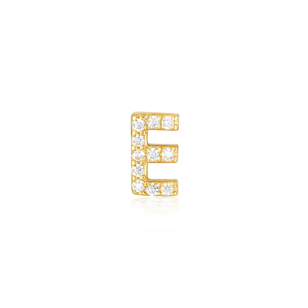 925 Sterling Silver A-Z Earrings Gold Cubic Zirconia Stud Earring 9