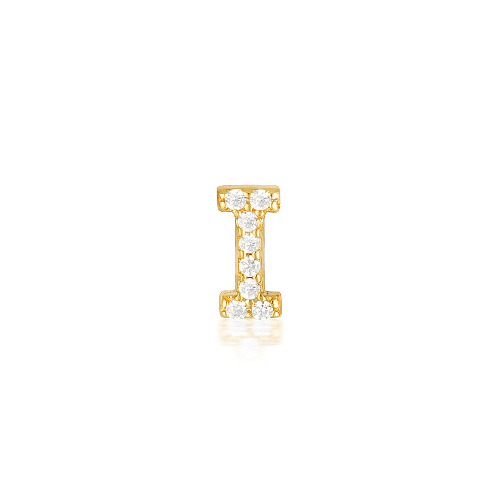 925 Sterling Silver A-Z Earrings Gold Cubic Zirconia Stud Earring 13