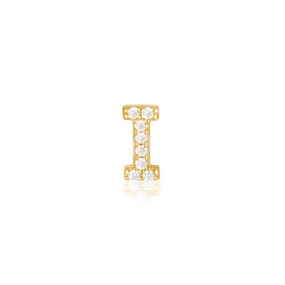 925 Sterling Silver A-Z Earrings Gold Cubic Zirconia Stud Earring 13