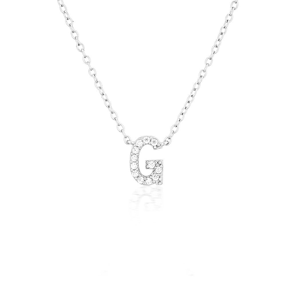 925 Sterling Silver CZ A-Z Necklaces Silver 10